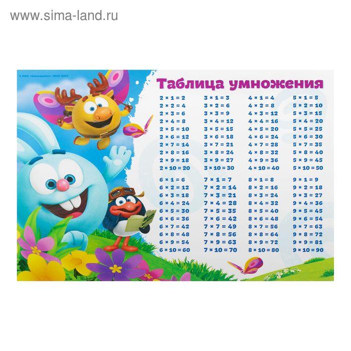 Обучающий плакат СМЕШАРИКИ "Таблица умножения", А5