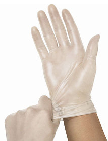 Перчатки виниловые смотровые нестерильные неопудренные, размеры S, M, L, XL