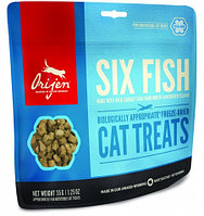 Сублимированное лакомство для кошек всех пород Orijen Six Fish 6ть рыб