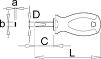 Отвёртка шлицевая укороченная, рукоятка TBI 627TBI, фото 2