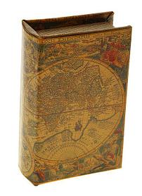 Сейф-книга кожа "Старинные карты мира"