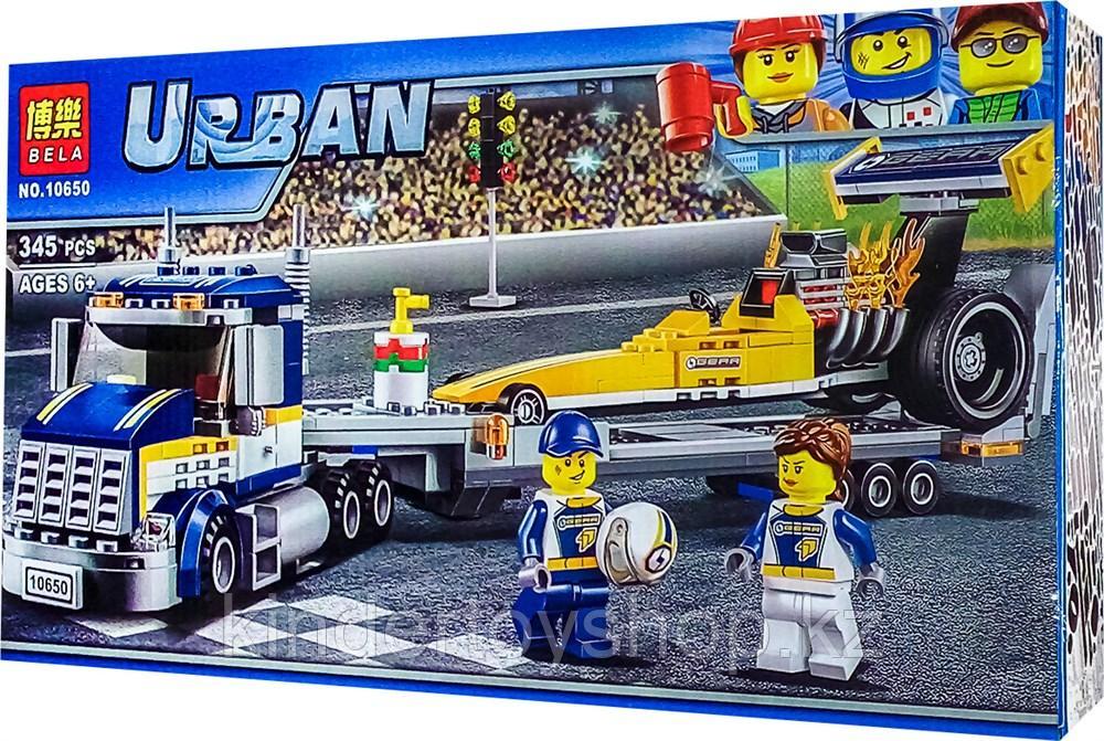 Конструктор bela 10650 Сити Грузовик для перевозки драгстера: - аналог LEGO City (Лего Сити) 60151