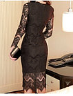 Кружевное черное платье с длинным рукавом Ретро, фото 4
