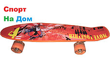 Оранжевый Пенни Борд (Penny Board) с ярким дизайном (пластборд), фото 3