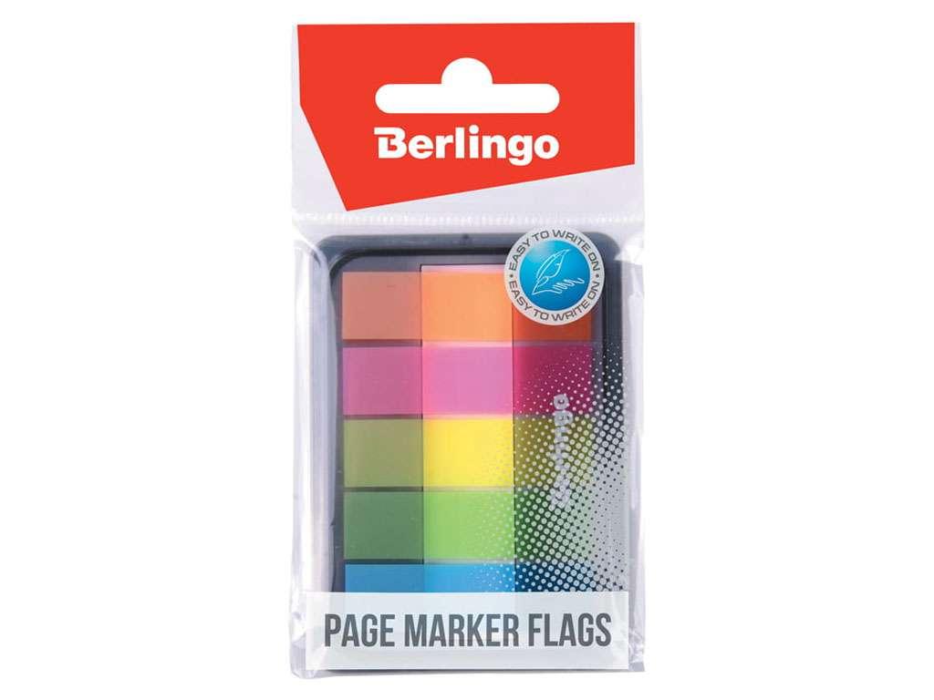 Закладки клейкие Berlingo, 45*12мм, 5 х 20 неоновых цветов, в диспенсере