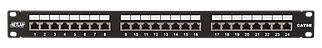 Коммутационная панель NETLAN 19", 1U, 24 порта, Кат.5e (Класс D), 100МГц, RJ45/8P8C, 110/KRONE, T568A/B, экран
