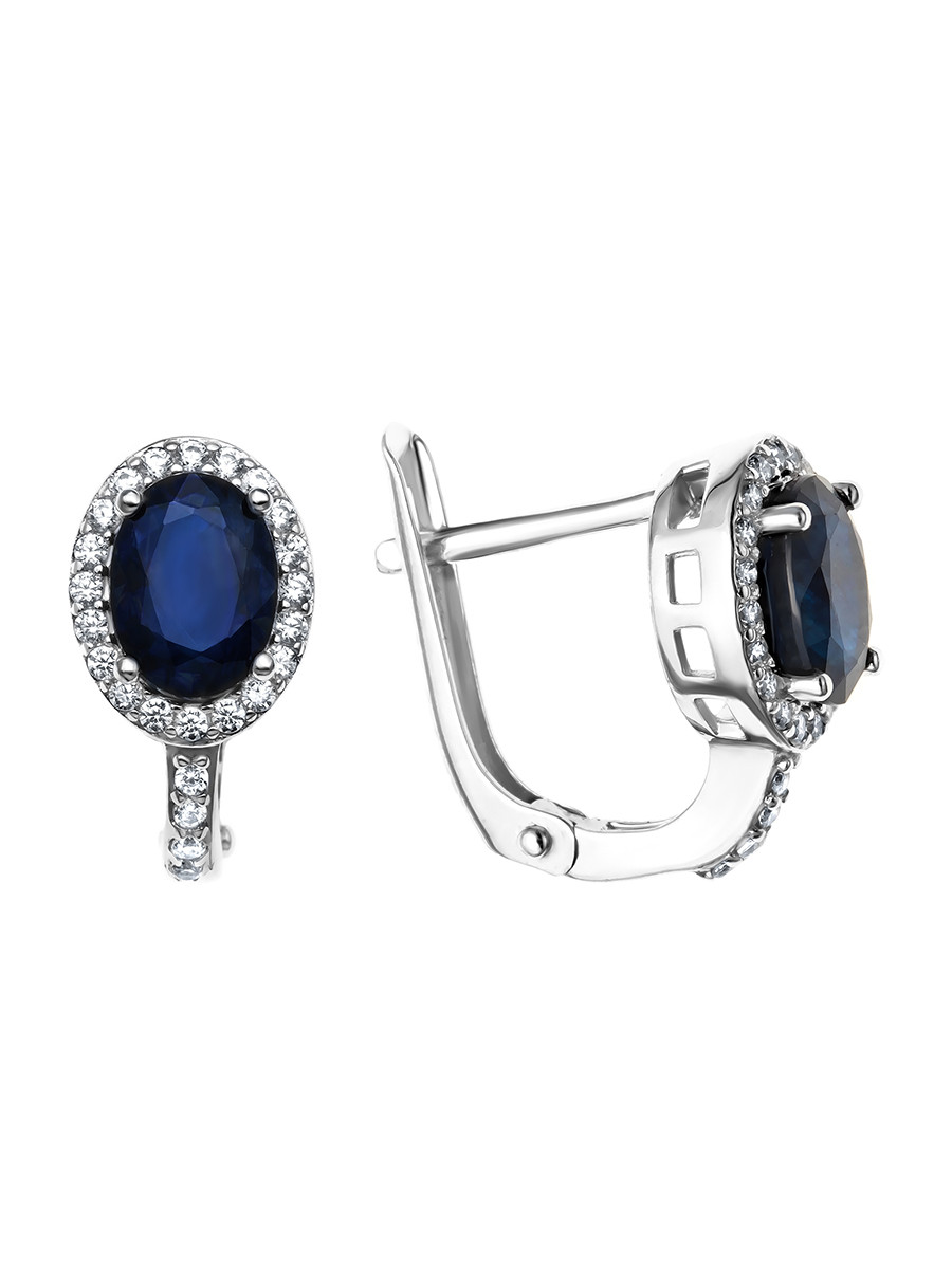 Серебряные серьги с сапфиром и фианитом Teosa E-DRGR00483-SP