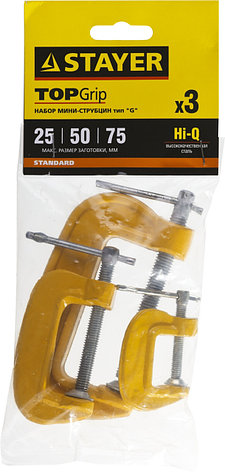 Набор STAYER "STANDARD": Cтрубцины тип "G" - набор 25, 50, 75мм, 3 шт"мини", фото 2
