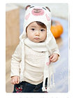 Комплект шапка и шарф "Моська" белая 1-3 года, фото 3
