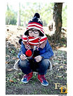 Комплект шапка и шарф "Звездочки" 4-6 лет с завязками, фото 3