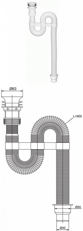 Сифон VIRPlast 900 мм