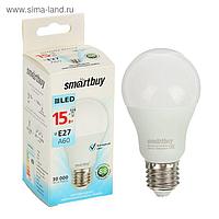 Лампа cветодиодная Smartbuy, A60, E27, 15 Вт, 4000 К, холодный белый