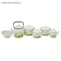 Набор посуды "Летняя мечта", 6 предметов: 2 л, 3 л, 4 л, чайник 1 л, 3,5 л, миска 2,5 л