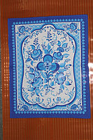 Полотенце из вафельной ткани с гжелевским рисунком.