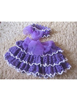 Вязанный фиолетовый комплект юбочка и повязка