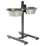 Trixie 2х4,5 л Стойка для мисок регулируемая, с двумя мисками из металла для собак