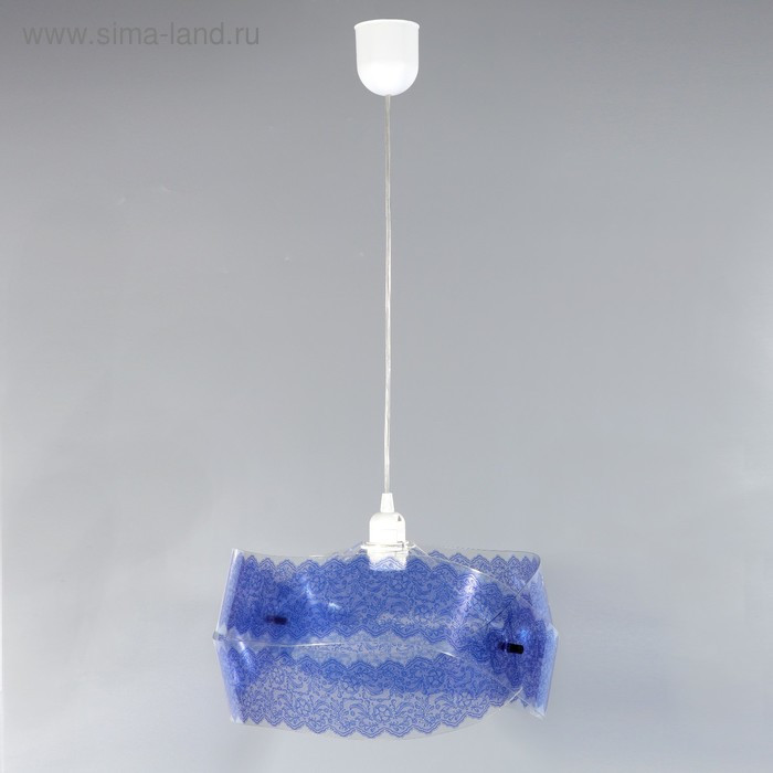 Люстра подвесная "Бантик" 1 лампа E27 40Вт синий (рюш)