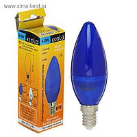 Лампа светодиодная Ecola candle, 6,0 Вт, 220 В, E14, Blue, свеча Синяя,103x37