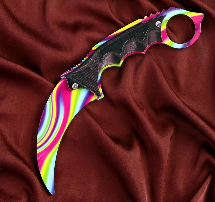 Деревянный Нож CS-GO Керамбит цветной - Радужный градиент (20 см.)