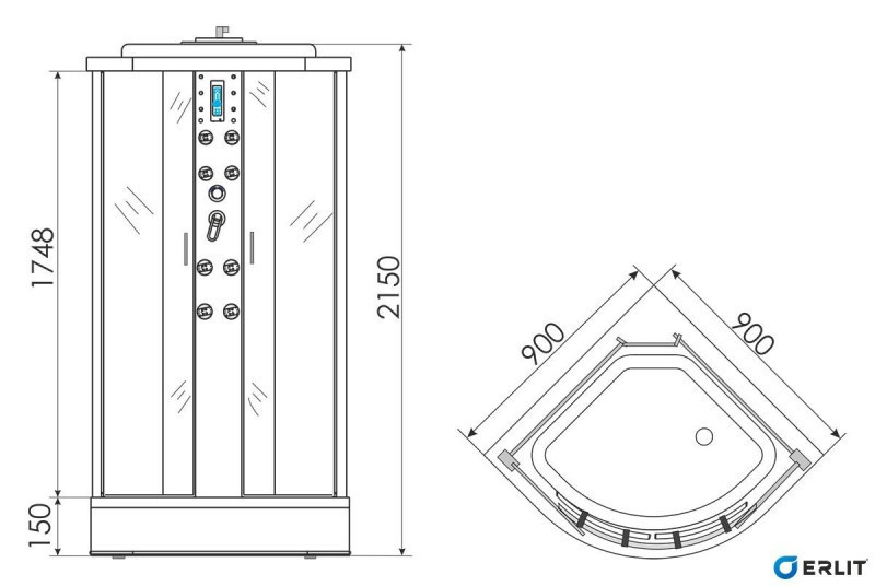 Душевая кабина Erlit ER 4509P-С3 - фото 7 - id-p61141215