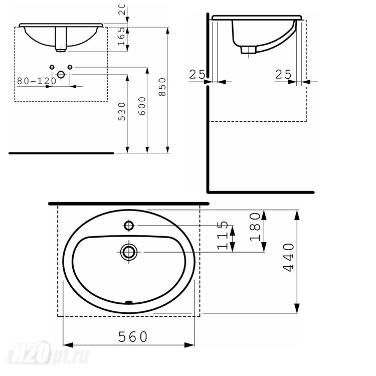 Раковина накладная Laufen PRO 56*44 - фото 3 - id-p61141419