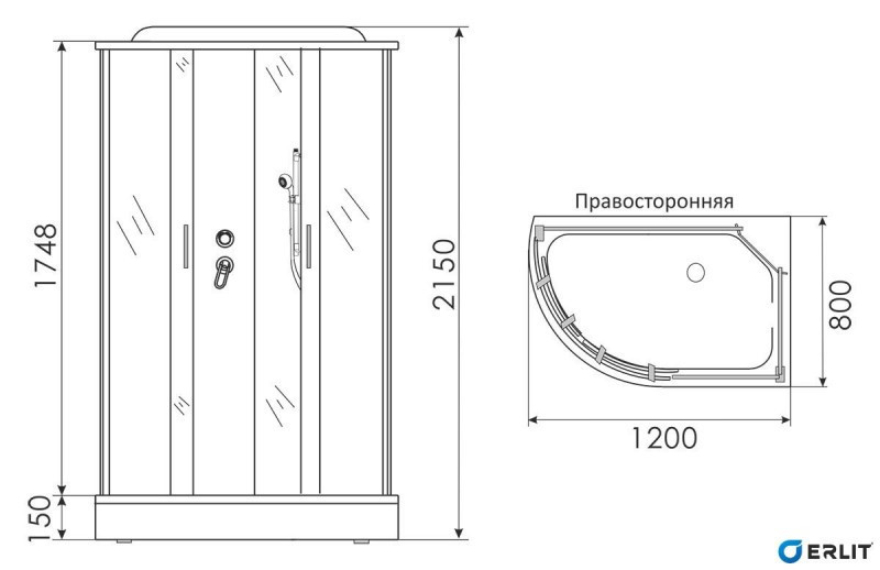 Душевая кабина Erlit ER 3512PL(PR)-С4 - фото 6 - id-p61142794