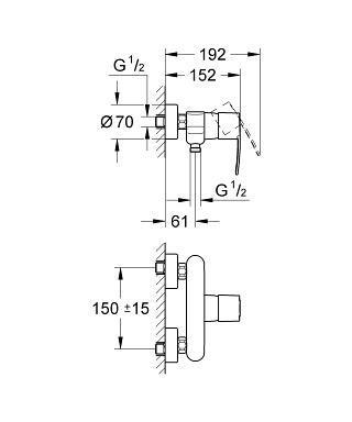 Смеситель однорычажный для душа Grohe DN 15 S-Size Wave Cosmopolitan OHM shower exposed - фото 2 - id-p61150064