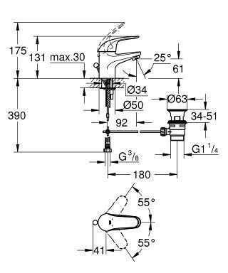 Смеситель однорычажный для раковины DN 15 Grohe Start Eco/Swift New OHM basin - фото 2 - id-p61150070