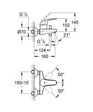 Смеситель однорычажный для ванны DN 15 Grohe Start Eco/Swift New OHM bath exp - фото 2 - id-p61150097