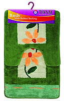 Набор 2 ковра зеленый/оранжевый цветок Аквалиния 50*80 (409)