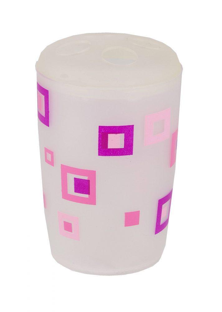 Подставка пластик для зубных щеток  розовые квадраты Аквалиния (8521П)