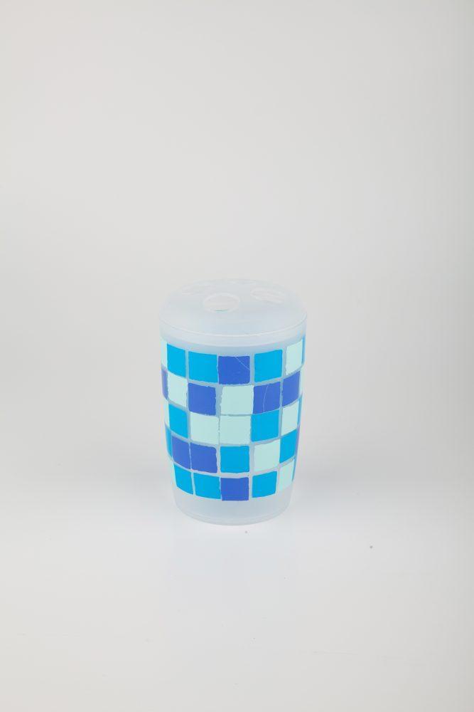 Подставка пластик для зубных щеток синии квадраты Аквалиния (8517П)