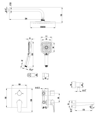 Смеситель Lemark Shift LM4322C для душа с верхней душевой лейкой - фото 2 - id-p61151478