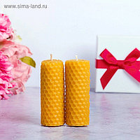 Набор свечей из вощины медовой с добавлением эфирного масла "Мята" 8 см, 2 шт