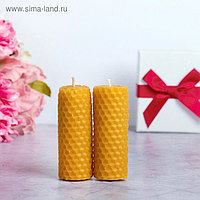 Набор свечей из вощины медовой с добавлением эфирного масла "Сосна" 8 см, 2 шт