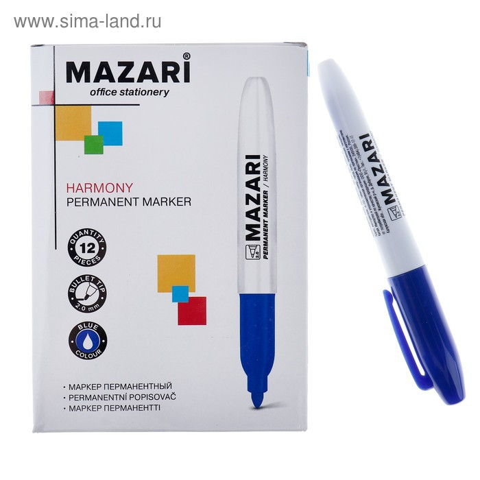 Маркер перманентный 2.0 мм MAZARI Harmony М-5001 синий