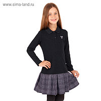 Платье для девочки "Школьная пора", рост 128 см (64), цвет антрацит, принт серце ДПД685858