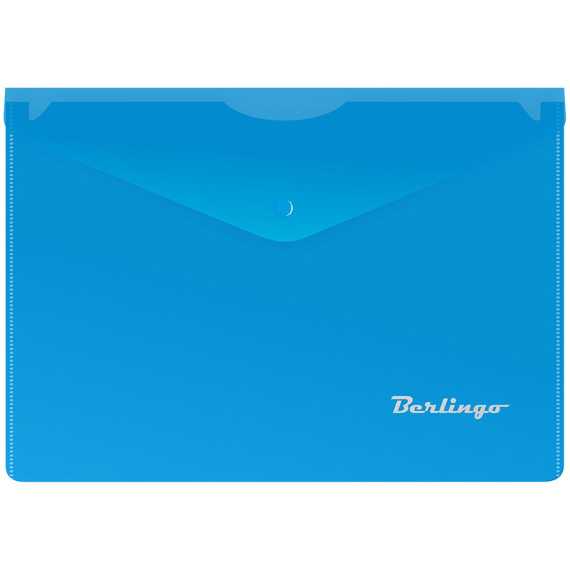 Папка-конверт на кнопке Berlingo, A5+, 180мкм, синяя 05002
