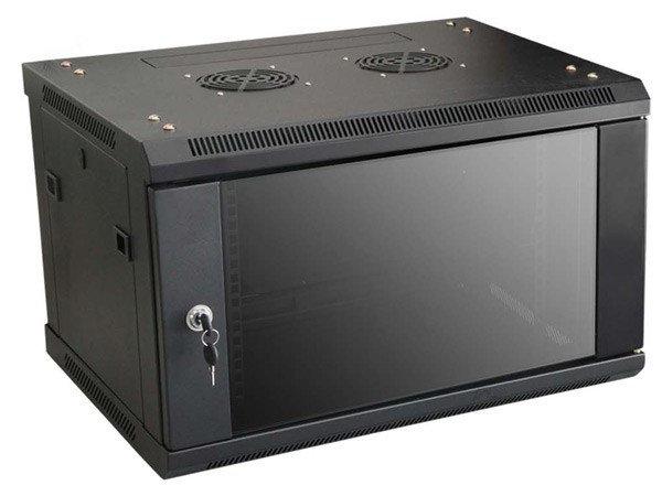 LinkBasic Шкаф настенный 6U, 600*450*367, цвет чёрный, передняя дверь стеклянная (тонированная) - фото 1 - id-p61225557