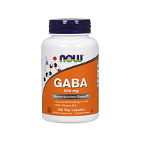 Гамма-аминобутировая кислота Now Foods - GABA With B6, 100 капсул