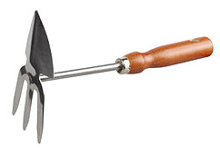 Мотыжка садовая GRINDA, сердцевидное лезвие - 3 зубца, из нержавеющей стали, деревянная ручка, 250мм