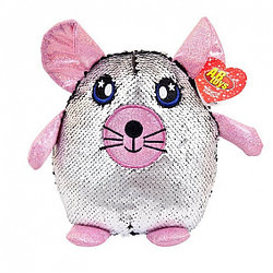 Мягкая игрушка с двусторонними пайетками "Мышь", 20 см (белый/черный)