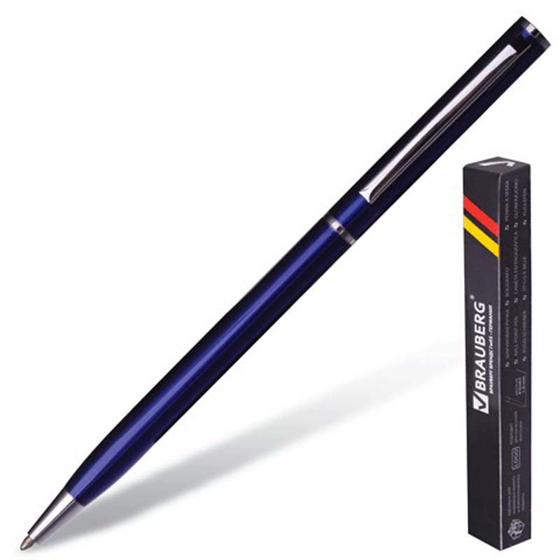 Ручка бизнес-класса шариковая BRAUBERG "Delicate Blue", корпус синий, серебристые детали, 1 мм, синяя, 141400