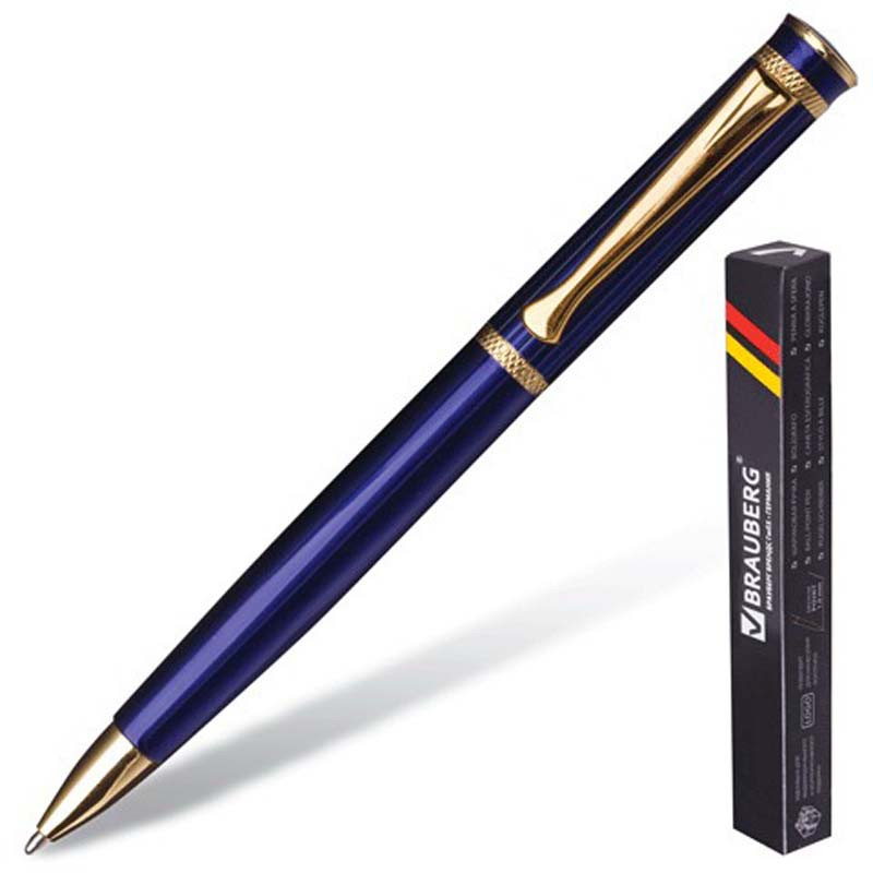 Ручка бизнес-класса шариковая BRAUBERG "Perfect Blue", корпус синий, золотистые детали, 1 мм, синяя, 141415