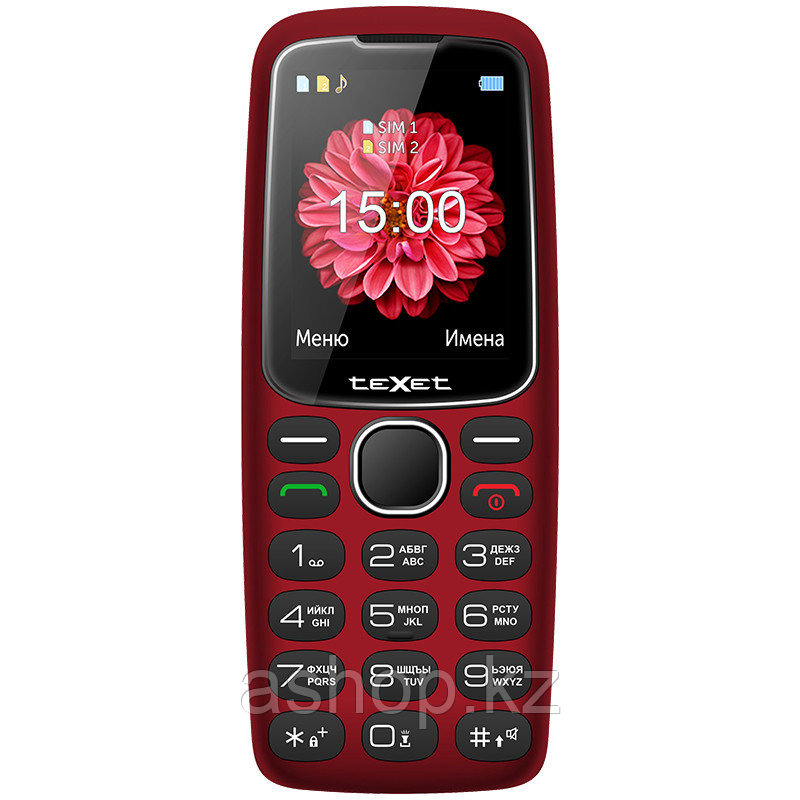 Телефон сотовый бабушкофон Texet TM-B307, Кол-во слотов SIM: 2, Цвет: Красный