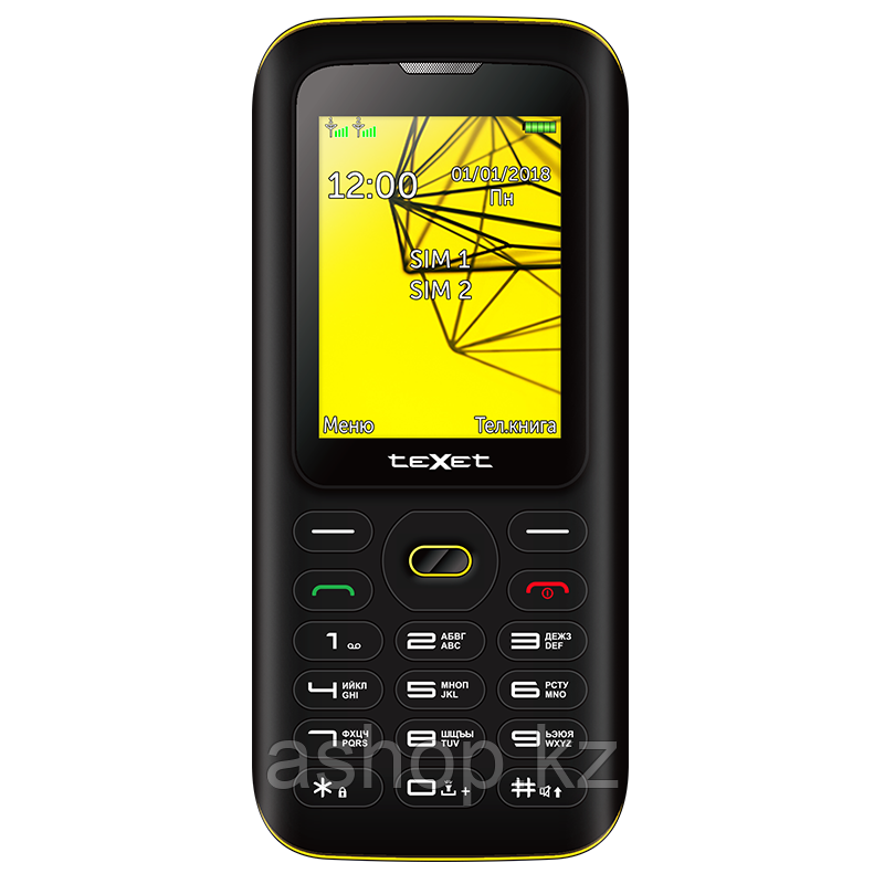 Телефон сотовый кнопочный Texet TM-517R, Класс защиты IPX: IP67, Кол-во слотов SIM: 2, Цвет: Чёрный