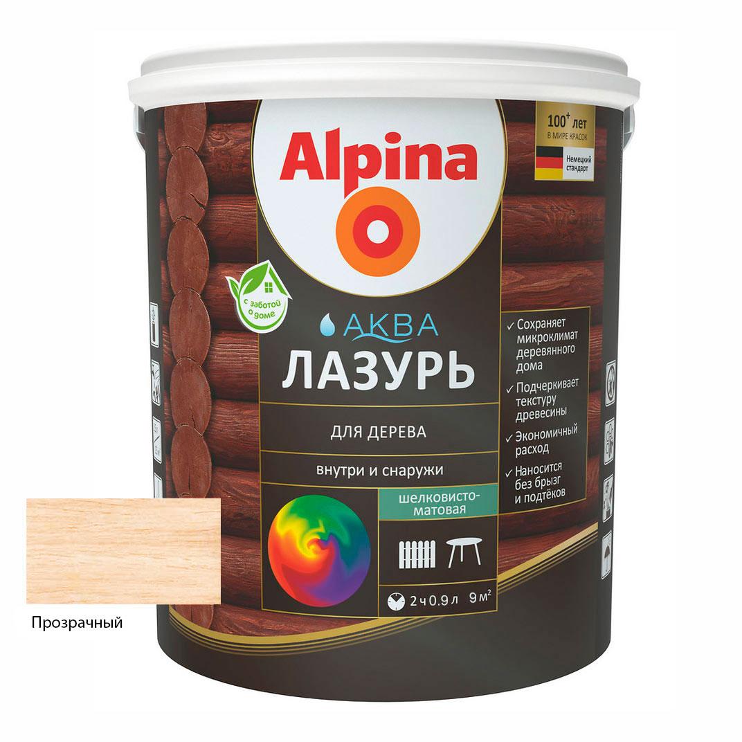 Лак акриловый водно-дисперсионный Alpina Аква Лазурь для дерева 0,9 л/0,90 кг