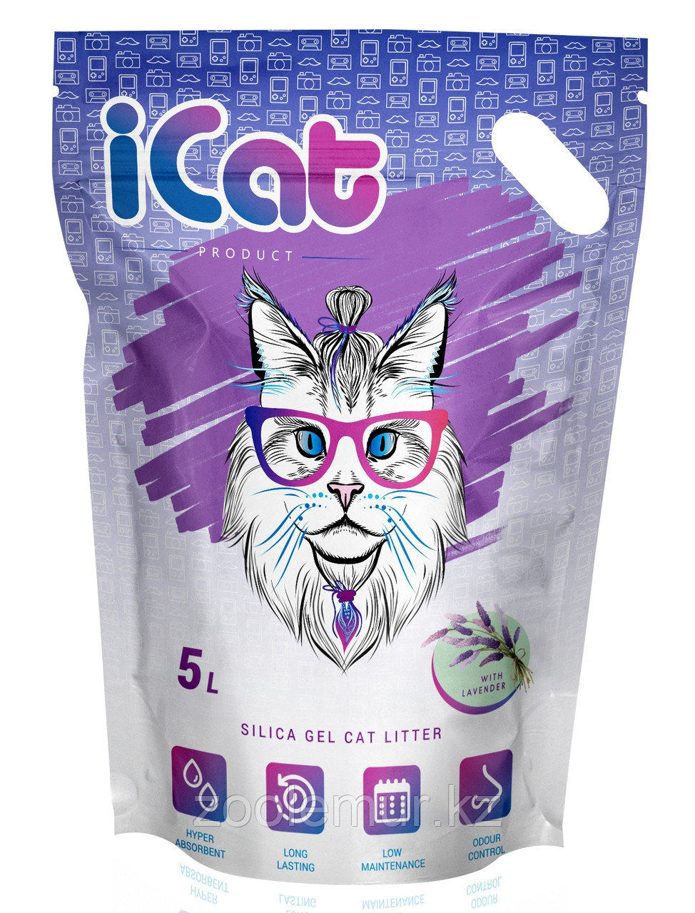 ICat lavander силикагелевый наполнитель с ароматом «лаванды» 5 л