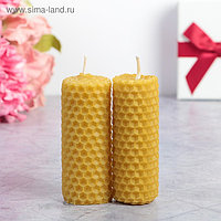 Набор свечей из вощины медовой с добавлением эфирного масла "Апельсин" 8 см, 2 шт
