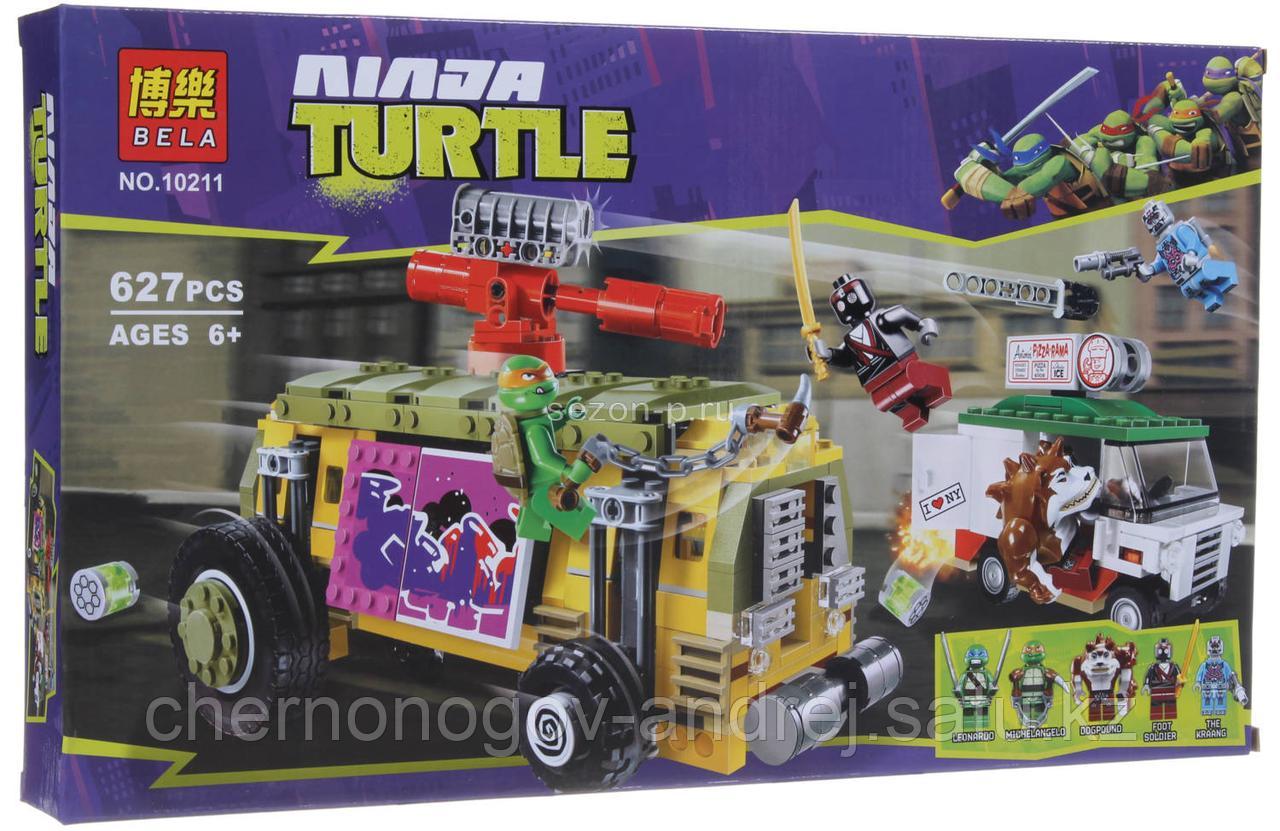 Конструктор King 10211 Ninja Turtles "Преследование на грузовике Черепашек" 627 деталей
